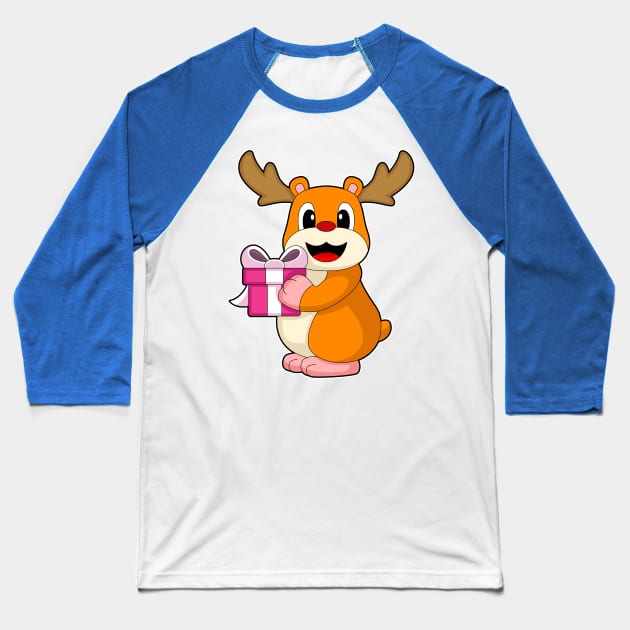 Hamster Christmas Package Baseball T-Shirt by Markus Schnabel